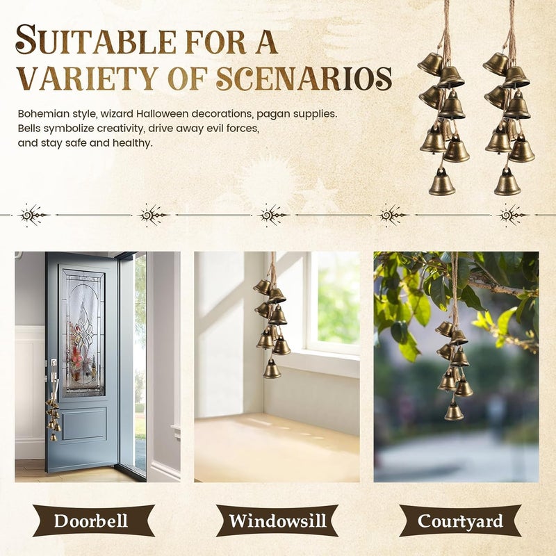 Ausicfen 2 Pack Witch Bells Protection for Door Knob Outdoor Bells Hanging Wind Chimes Witchy Things Clear Negative Energy Witch Bells Set Wiccan Bell Witchy Gifts(Classic) - Image 5